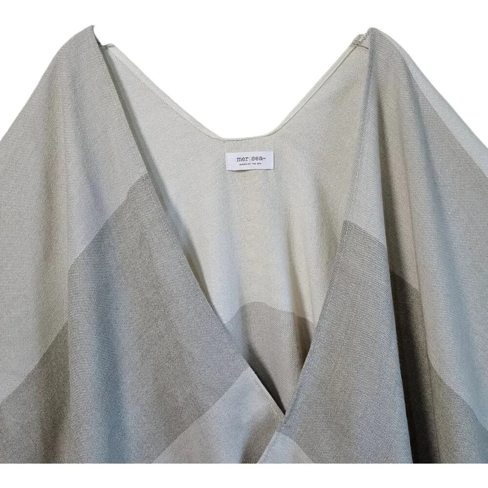 MER SEA Women One Size Thinny Travel Wrap Poncho Beige Cream Draped Lightweight